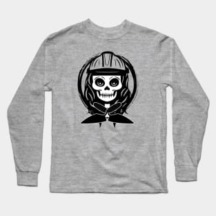 Female Bricklayer Skull and Trowel Black Logo Long Sleeve T-Shirt